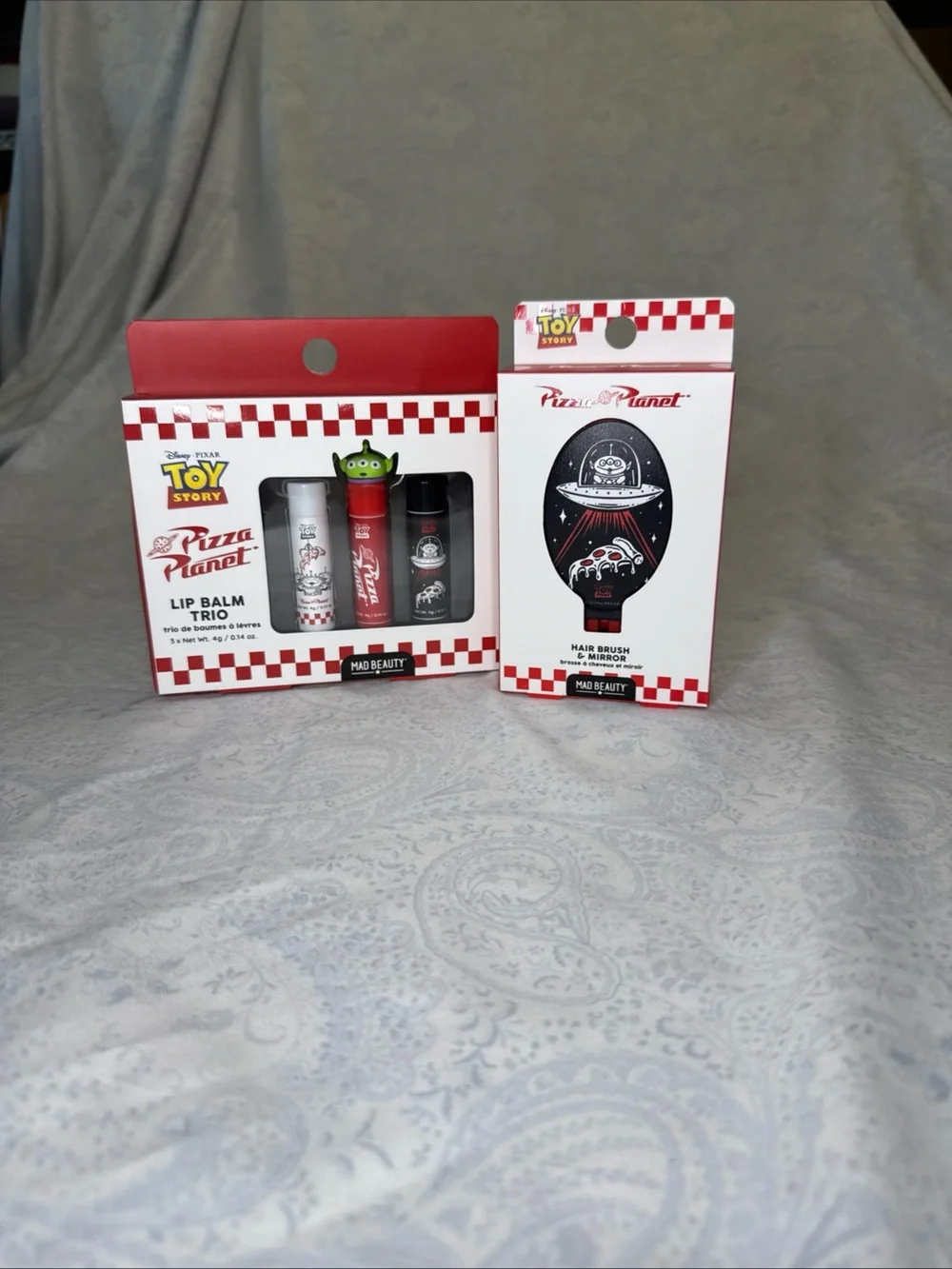 Disney Toy Story Pizza Planet Lip Balm Trio & Folding Hair Brush Set